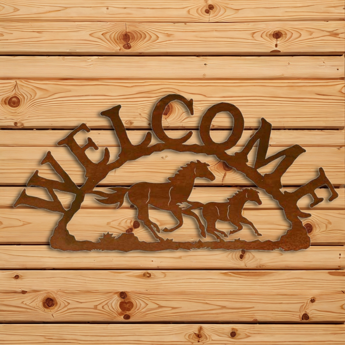 WE-9636 Wild Horse Horizontal Welcome Sign