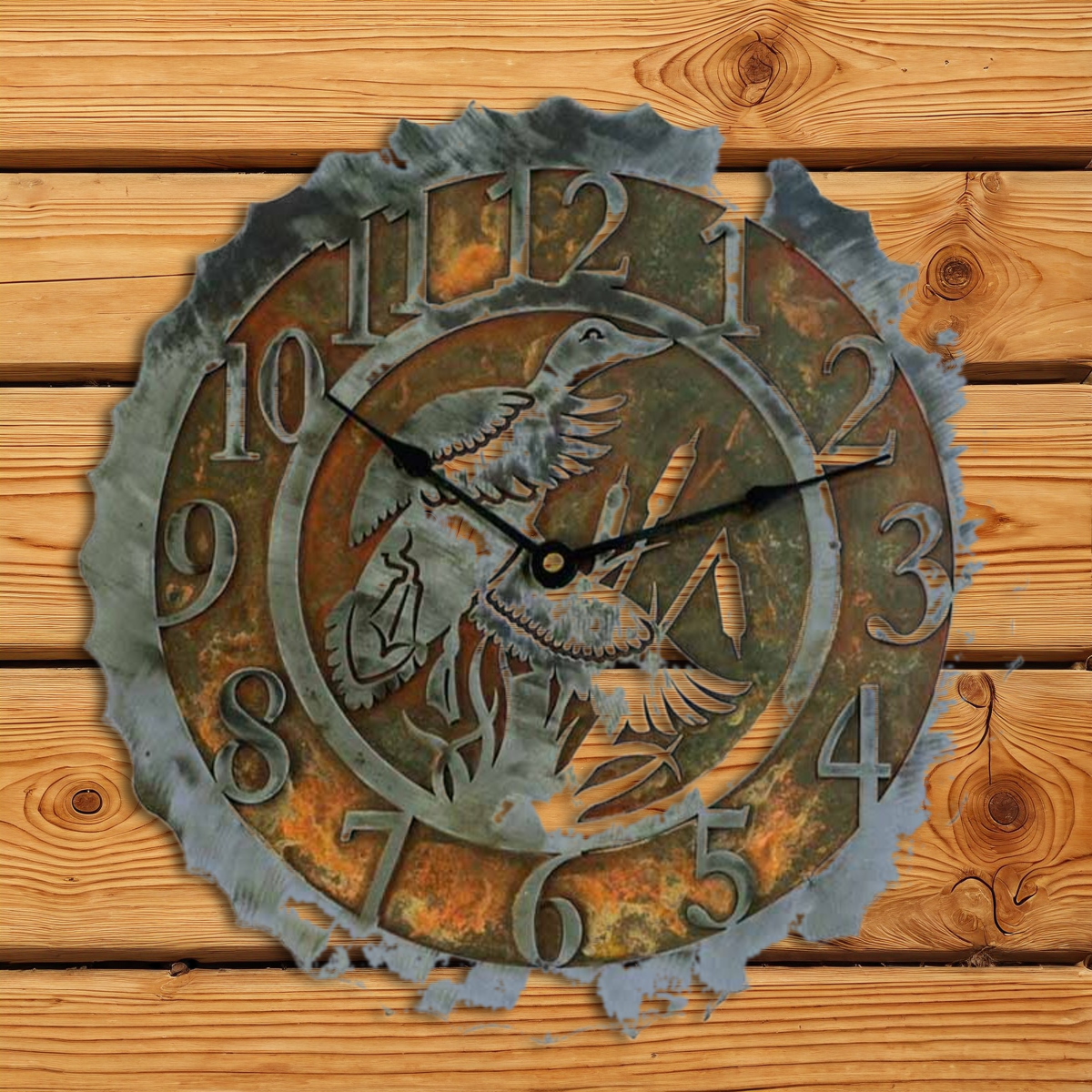 CL-5023 Ducks in the Cattail 12" Round Clock