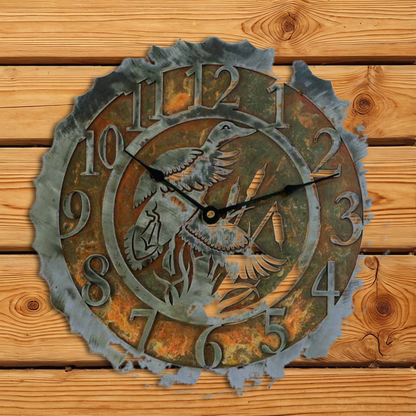 CL-5023 Ducks in the Cattail 12" Round Clock