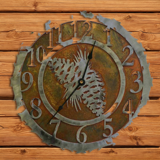 CL-5085 Pine Cone 12" Round Clock