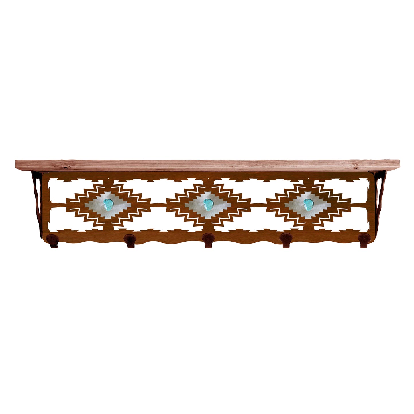Desert Diamond/Turq Burnished 34" Coat Hook Shelf