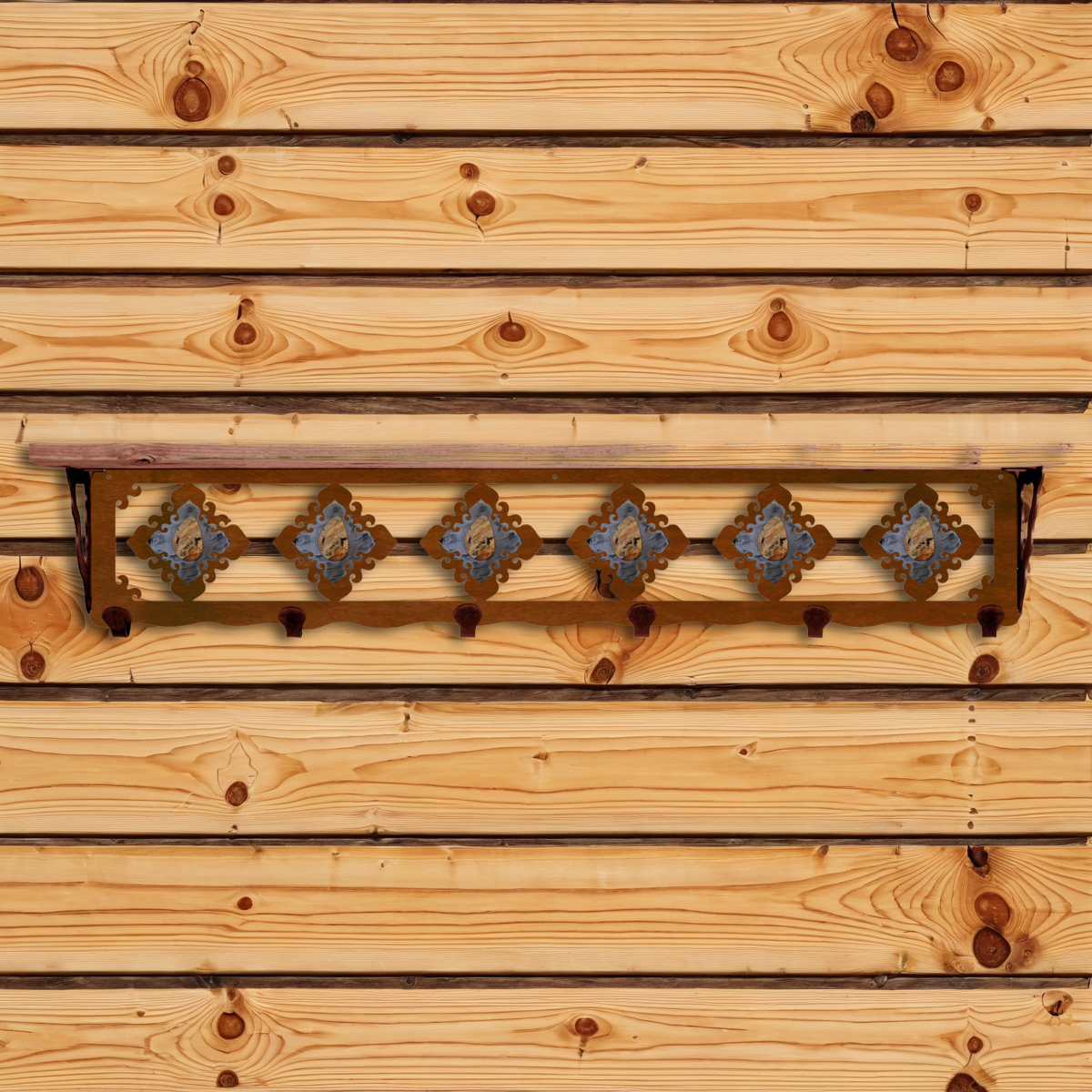 SW-5767 Picture Jasper Stone 42" Coat Hook Shelf