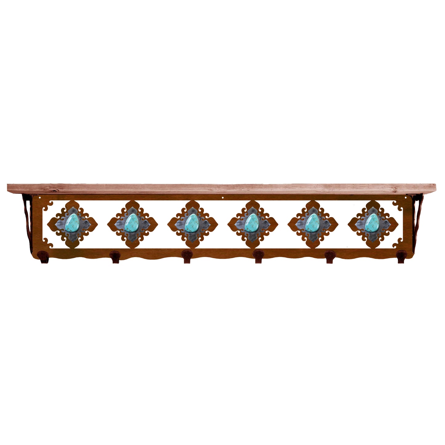 Turquoise Stone 42" Coat Hook Shelf