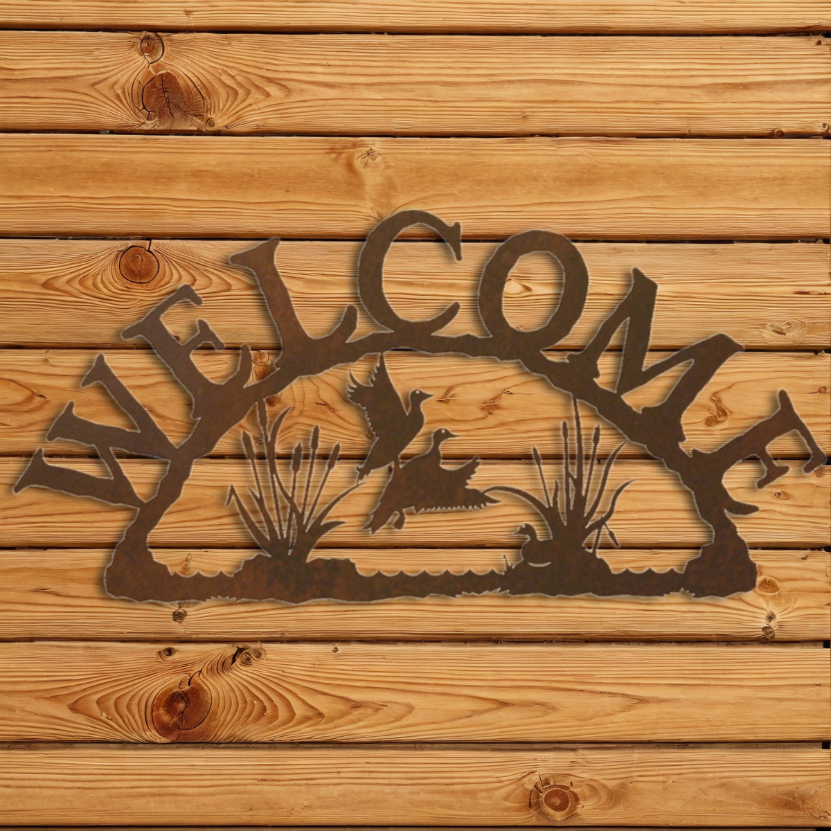 WE-9610 Ducks/Cattail Horizontal Welcome Sign
