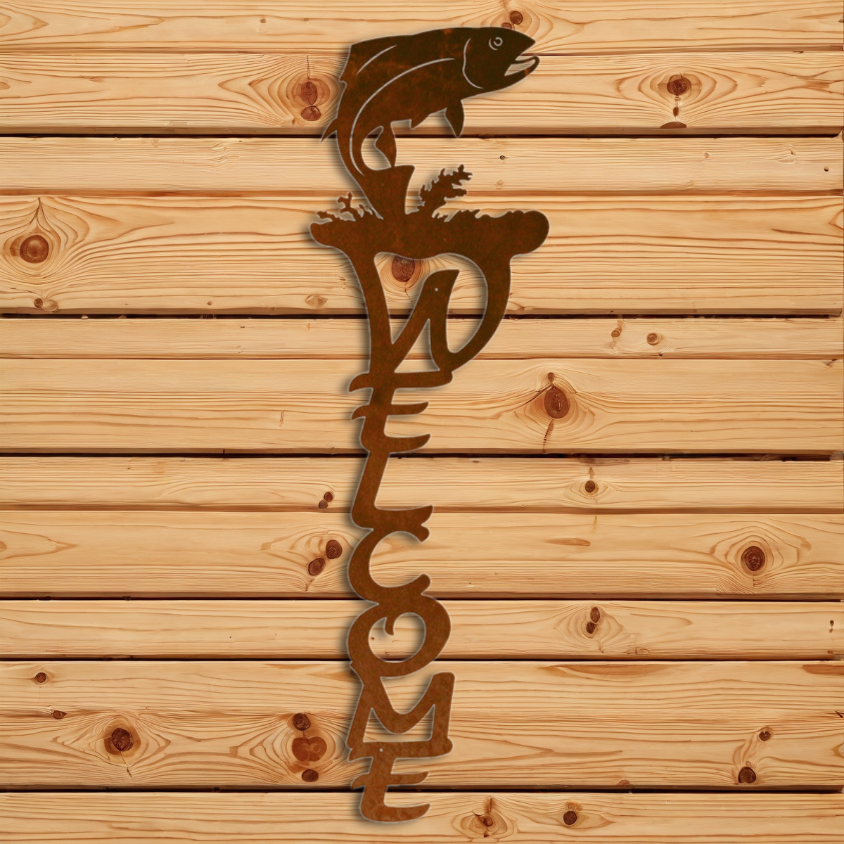 WE-2013 Trout Vertical Welcome Sign