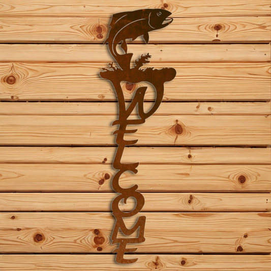 WE-2013 Trout Vertical Welcome Sign