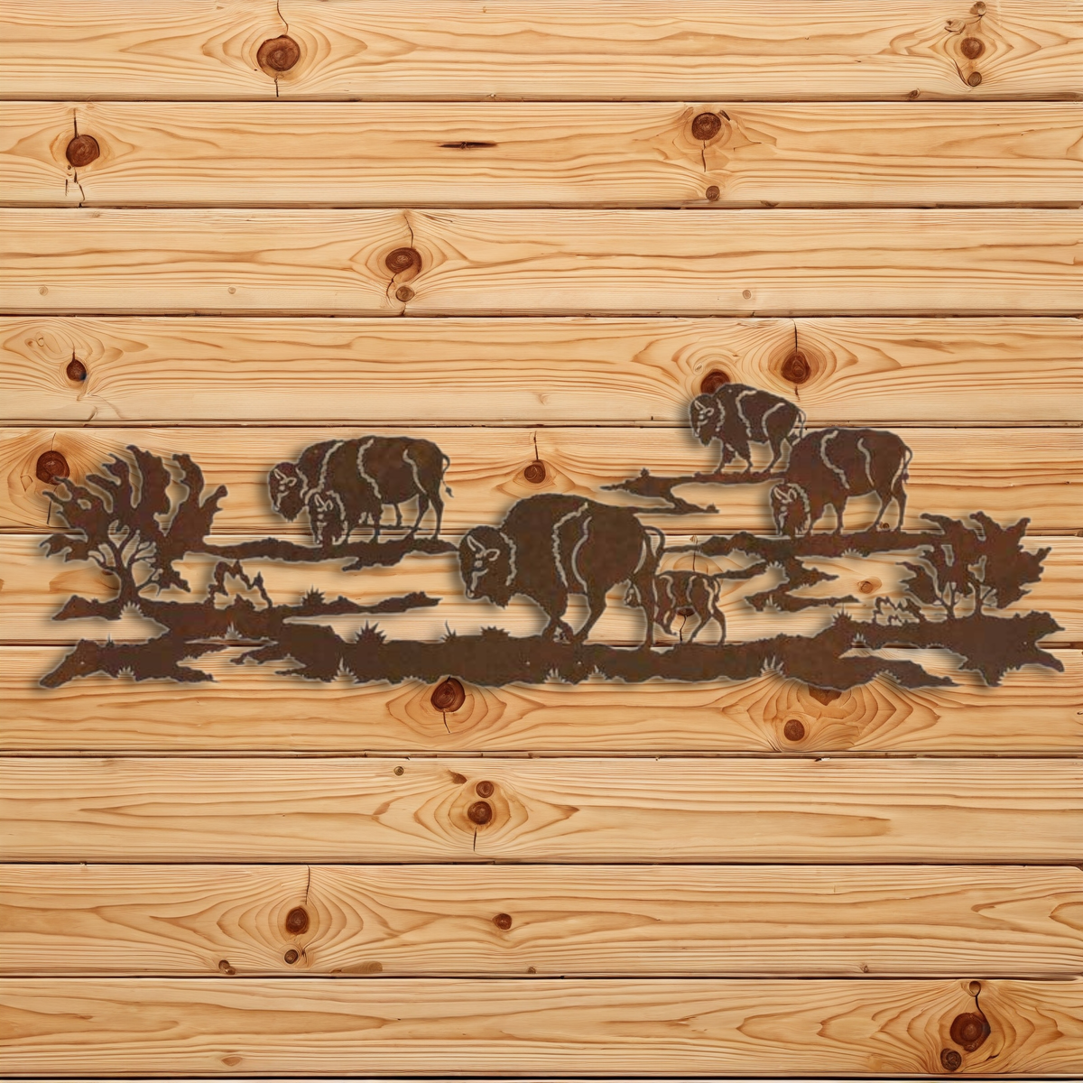 WA-8402 Buffalo Herd Wall Art - 84"