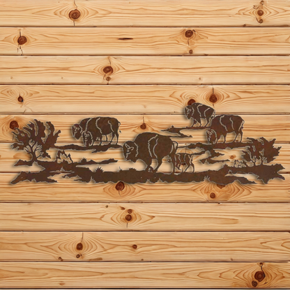 WA-8402 Buffalo Herd Wall Art - 84"