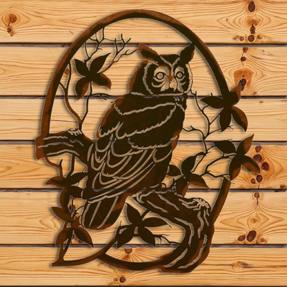 WA-72079 Horned Owl Oval Wall Art - 26"