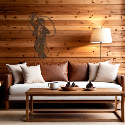 Roping Cowboy Wall Art - 42"