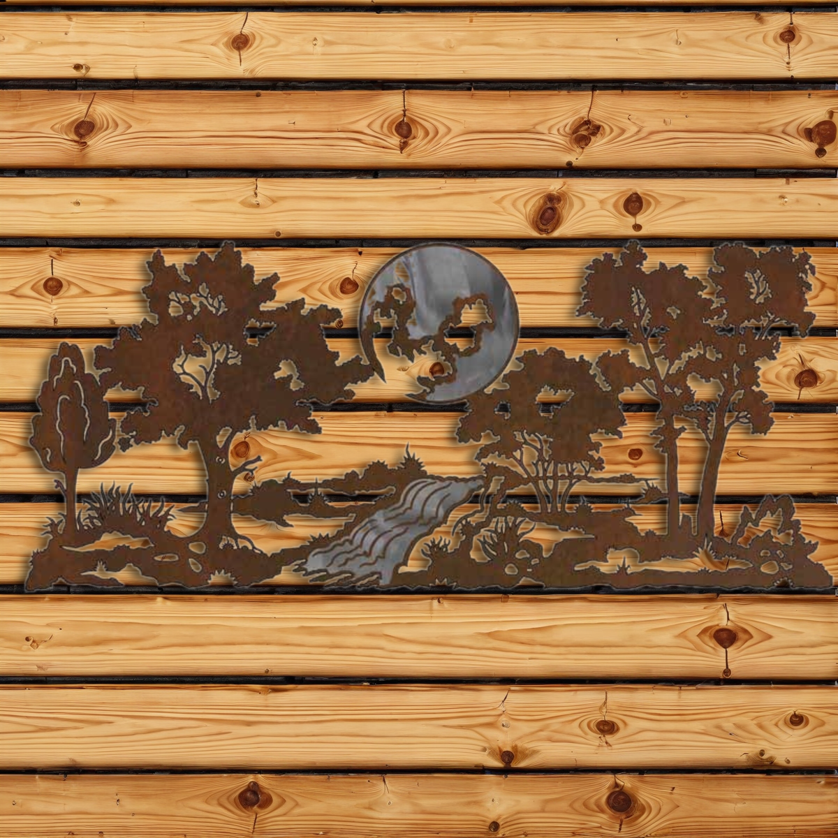 WAB-6075 Mountain Stream 57" Burnished Wall Art