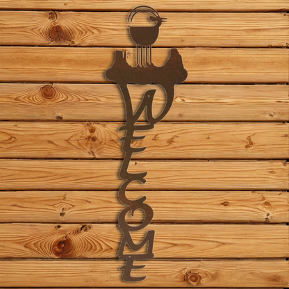 WE-2081 Ram Goat Vertical Welcome Sign