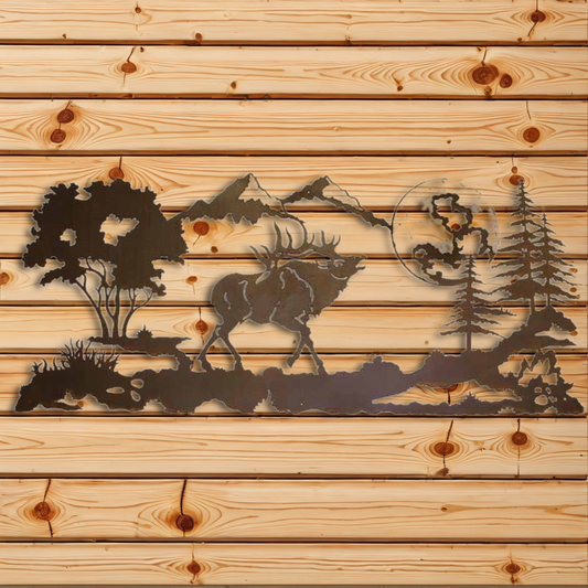 WAB-6050 Elk 57" Burnished Wall Art