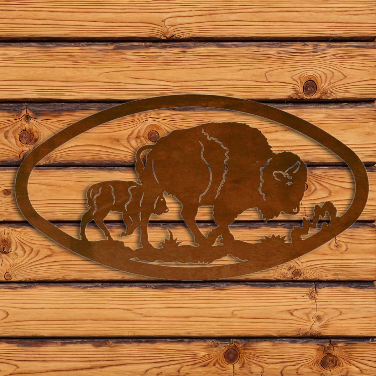 WA-73010 Buffalo Oval Wall Art Horizontal