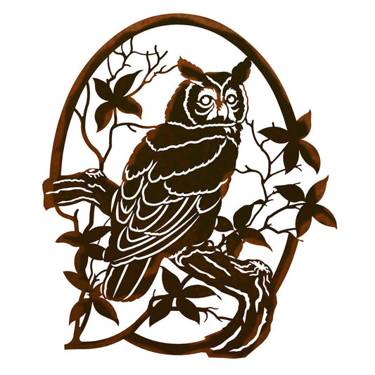 Horned Owl 26" Oval Wall Art
