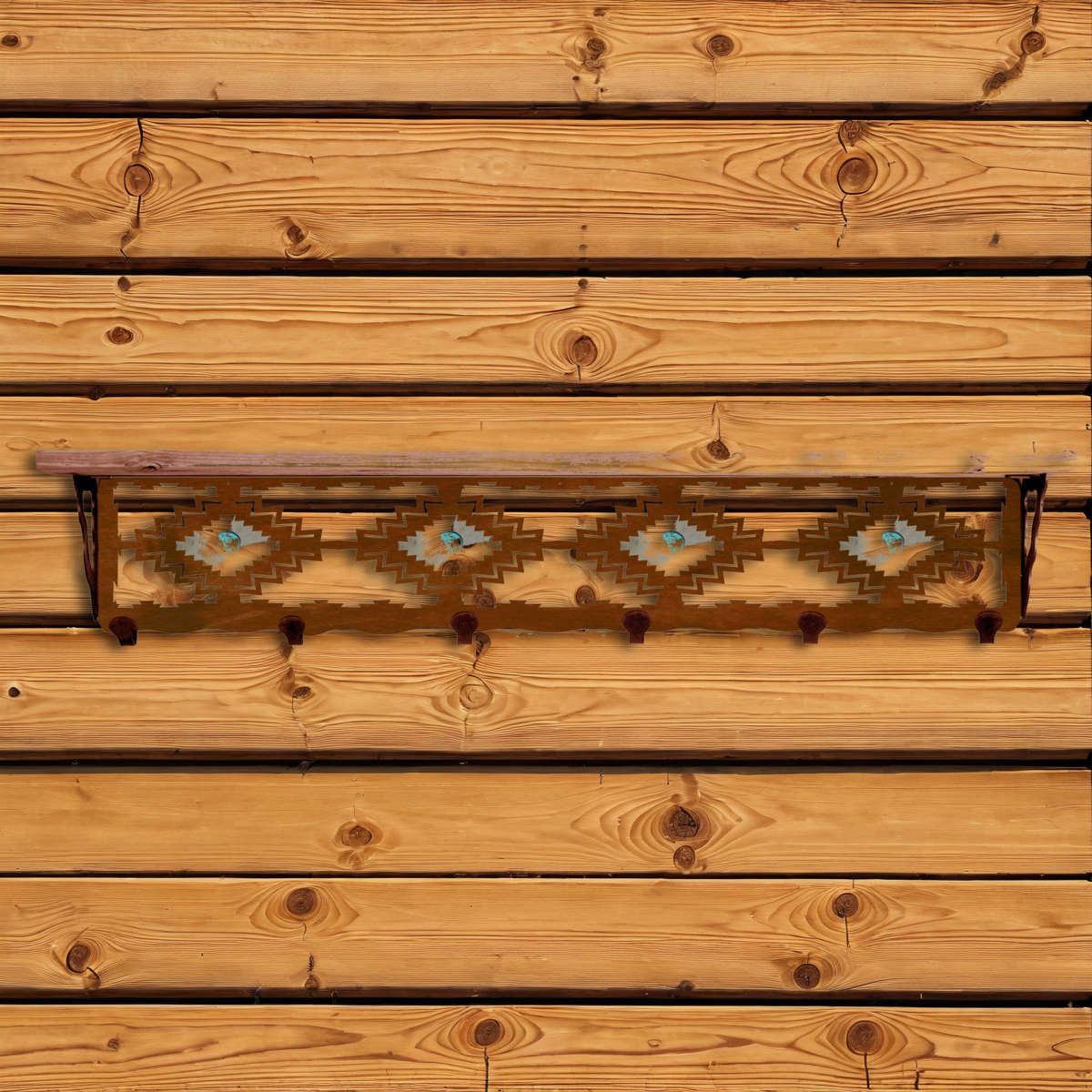 SW-5709 Desert Diamond/Turq 42" Coat Hook Shelf