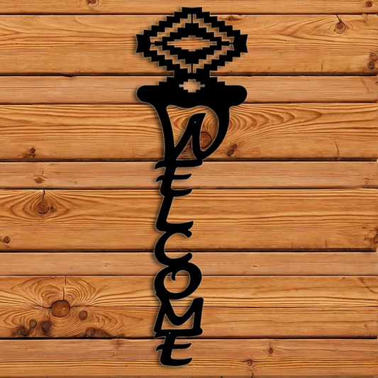 WE-2066 Desert Diamond Design Vertical Welcome Sign