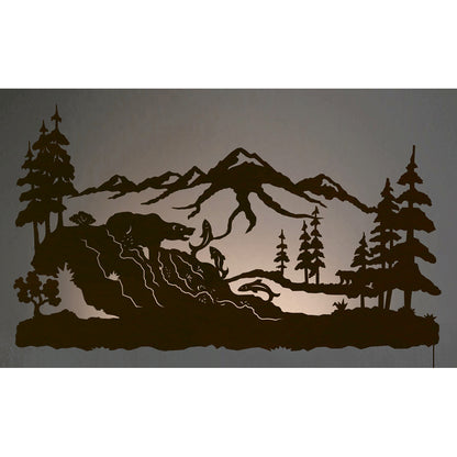 WA-9024 Fishing Bear Back Lite Wall Art