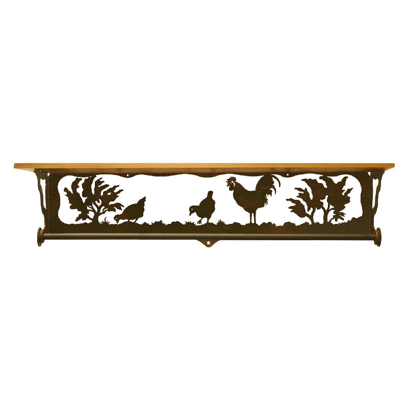 Rooster/Hen 34" Towel Bar Shelf
