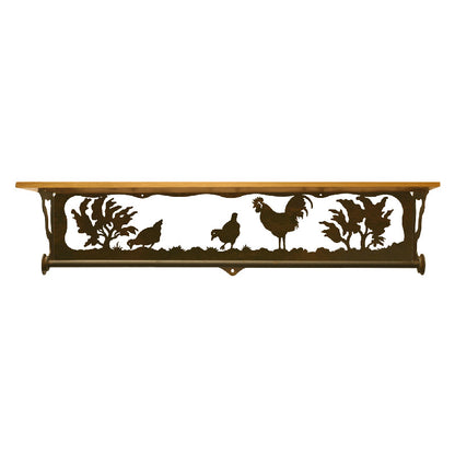 Rooster/Hen 34" Towel Bar Shelf