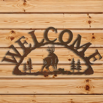 WE-9618 Mule Deer Horizontal Welcome Sign