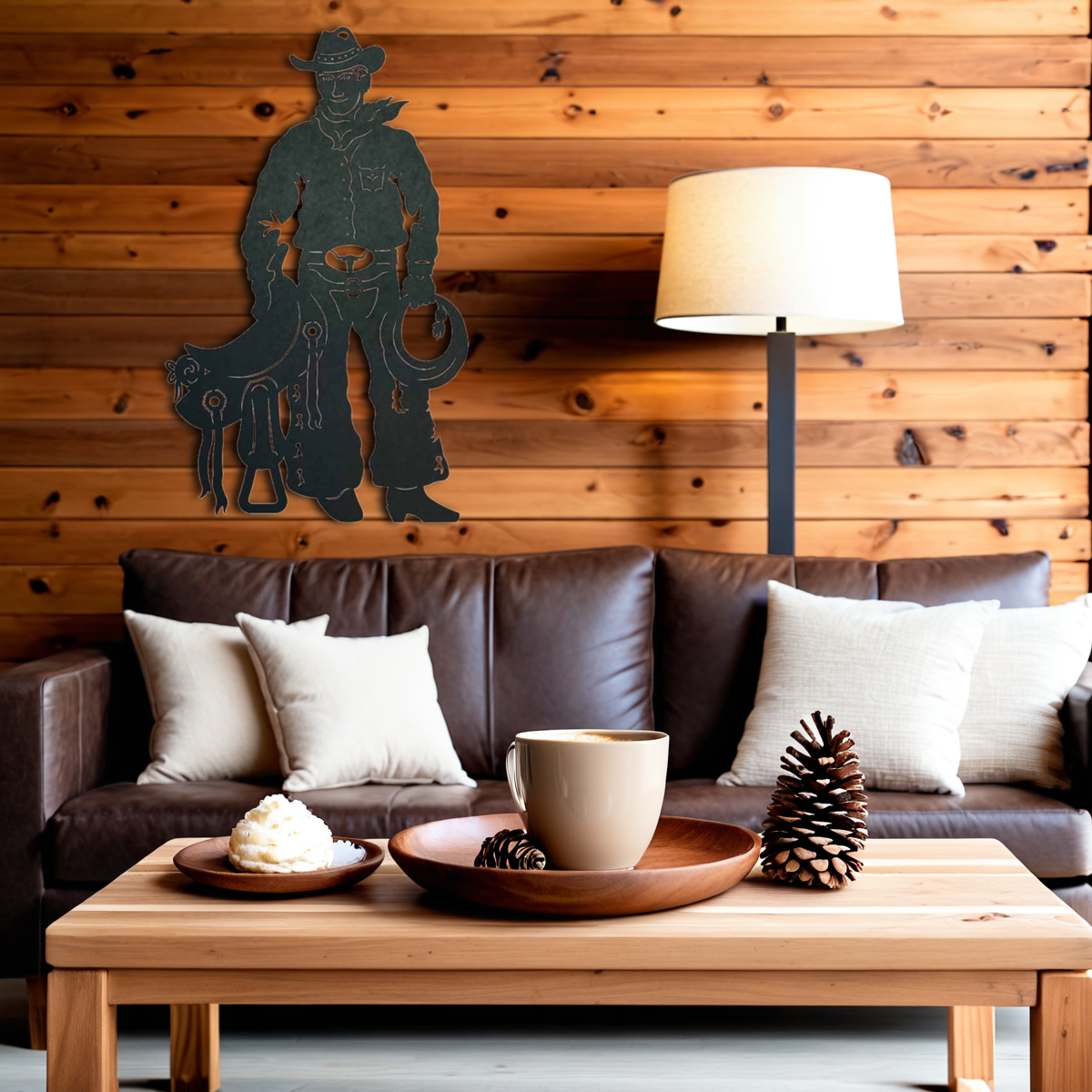 Cowboy with Saddle Wall Art - 42"