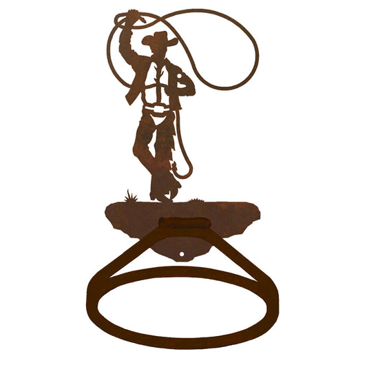 Roping Cowboy Towel Ring