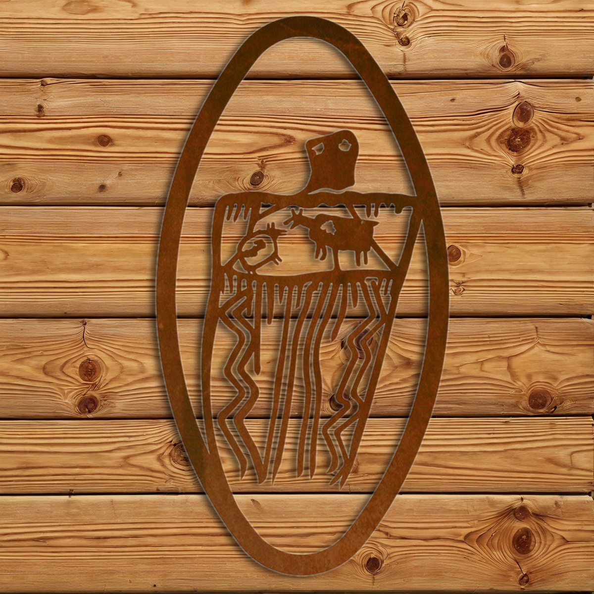 WA-72035 Barrier Hunt Oval Vertical Wall Art