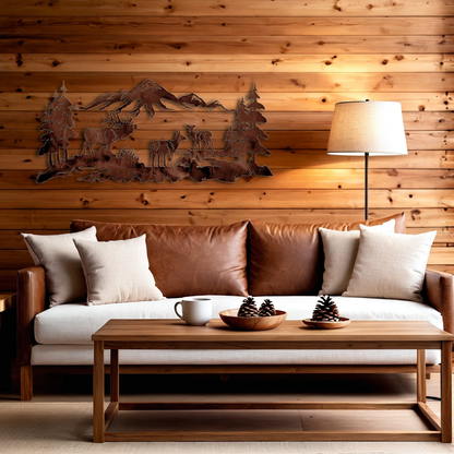 Elk Family Wall Art - 57"