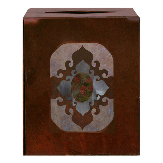 Burnished Stone with Unakite Square Tissue Box Cover