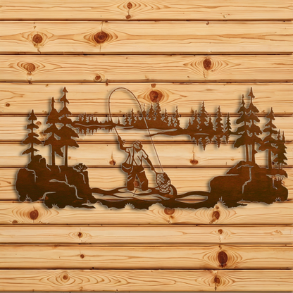WA-6052 Fly Fishermen Wall Art - 57"