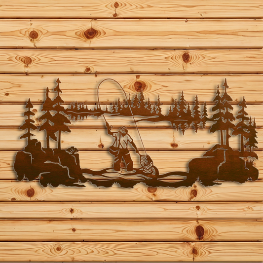 WA-6052 Fly Fishermen Wall Art - 57"