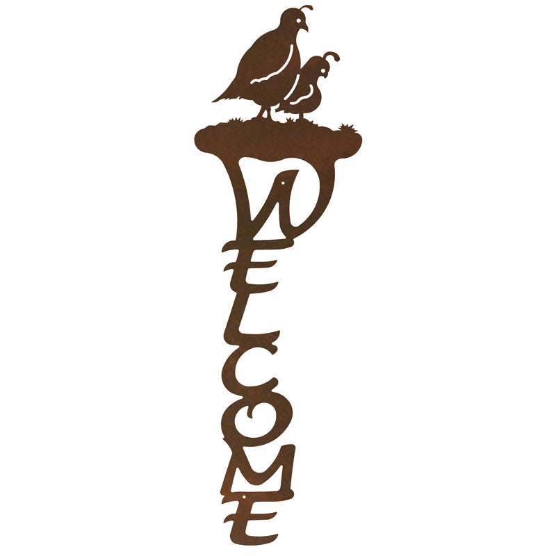 Quail Vertical Welcome Sign