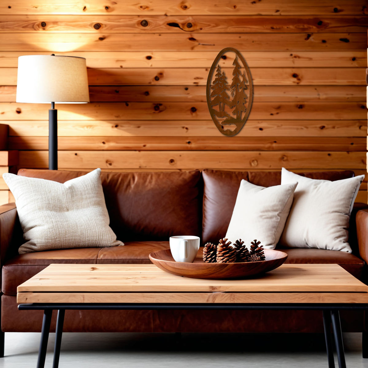 Pine Forest Oval Vertical Wall Art