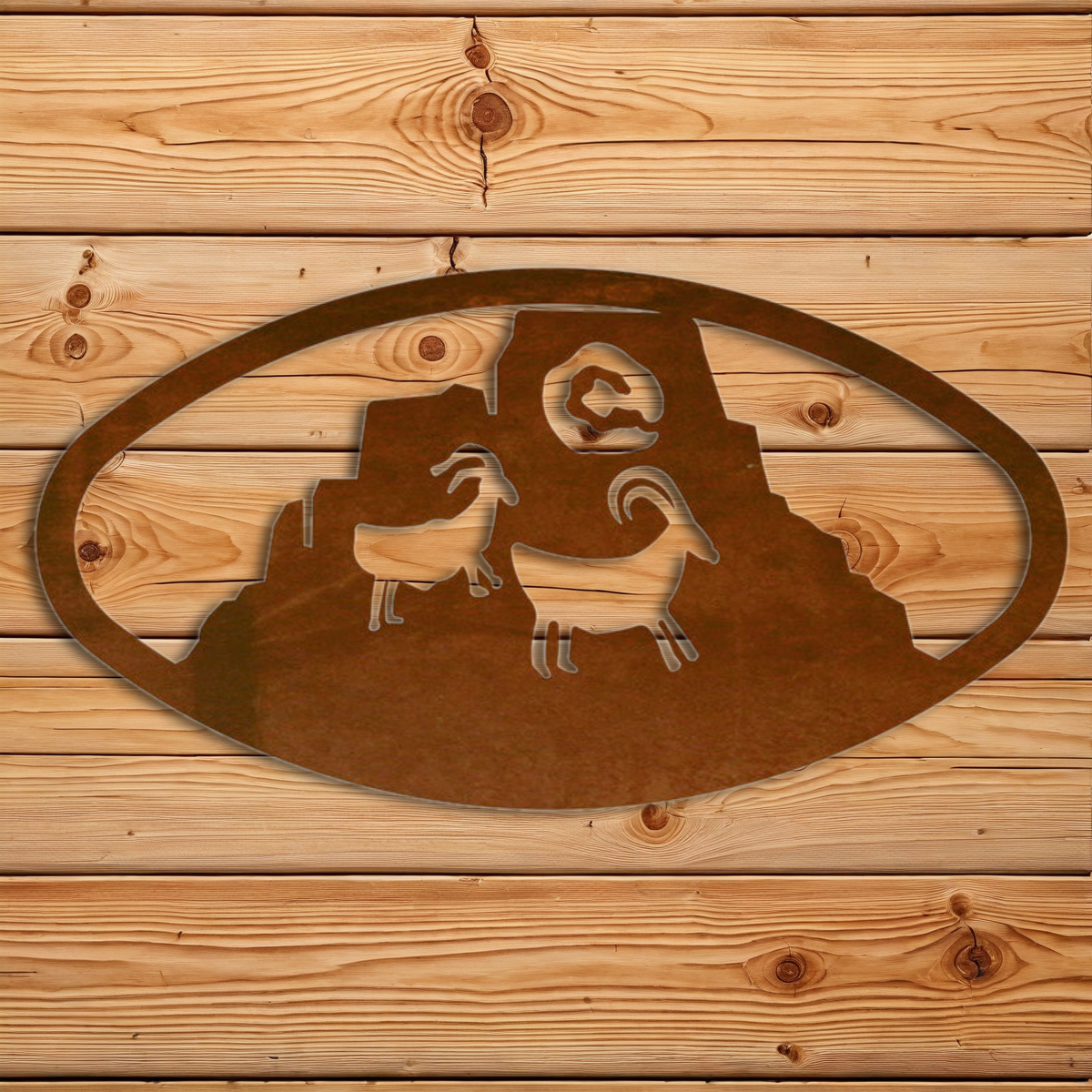 WA-73085 Sun Goat Oval Wall Art Horizontal