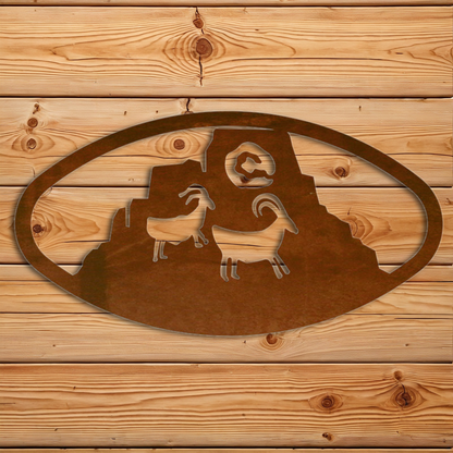 WA-73085 Sun Goat Oval Wall Art Horizontal