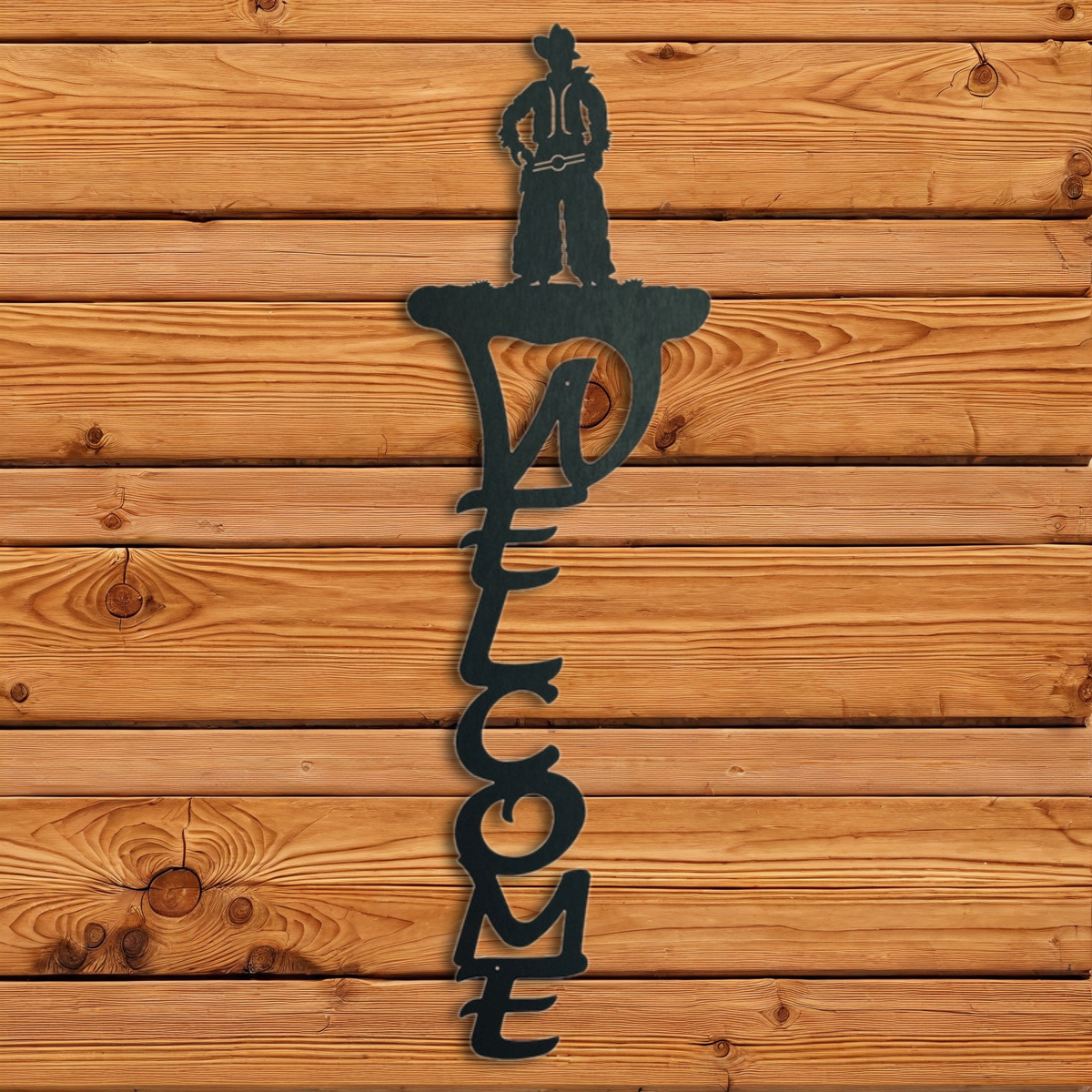 WE-2006 Cowboy Vertical Welcome Sign