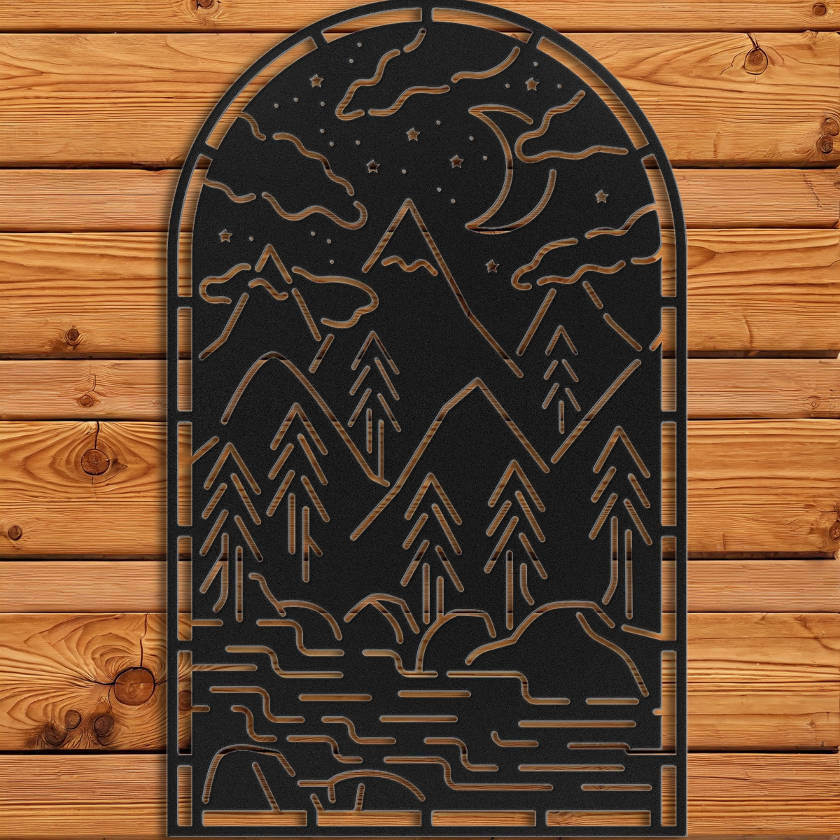Night Mountain Window Arch Wall Art