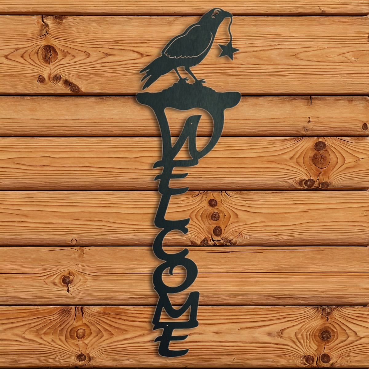 WE-2010 Crow Vertical Welcome Sign