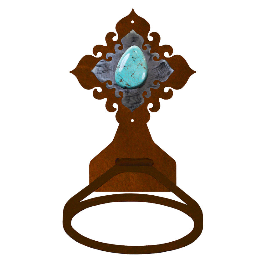 BA-7330 Turquoise Stone Burnished Towel Ring