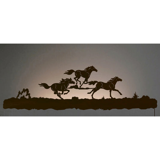 WA-9044 Running Horses Back Lite Wall Art