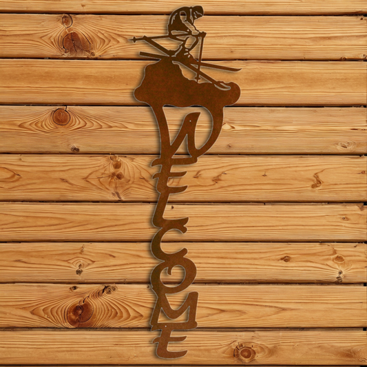 WE-2030 Skier Vertical Welcome Sign