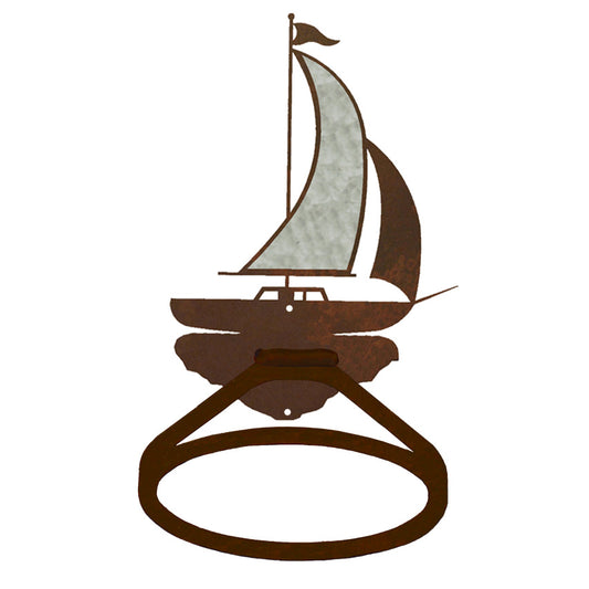 Sailboat Towel Ring Burnished