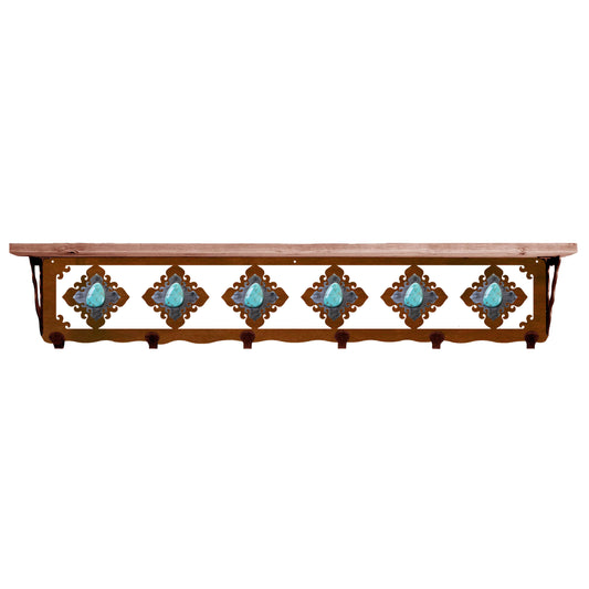 Turquoise Stone 42" Coat Hook Shelf