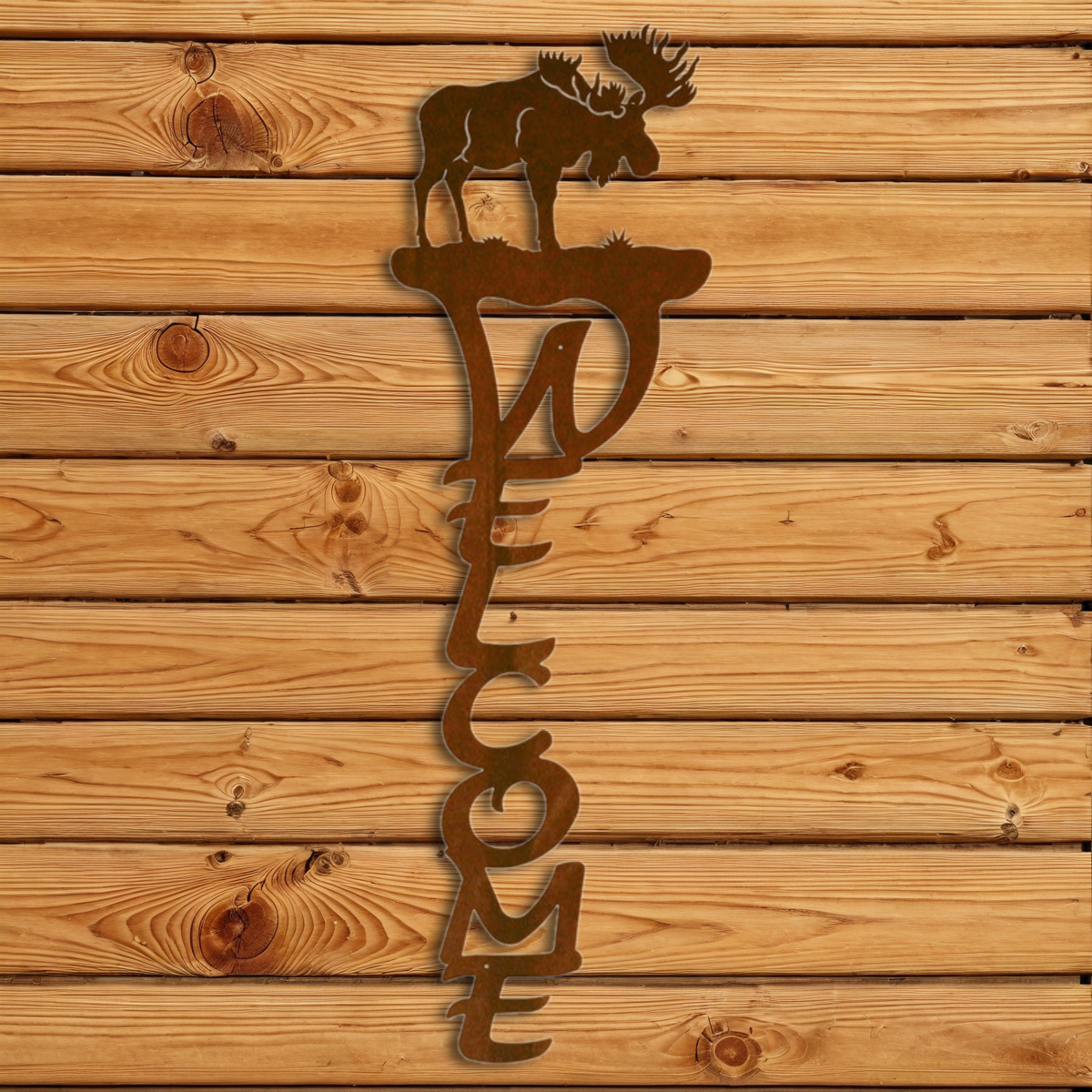 WE-2027 Moose Vertical Welcome Sign