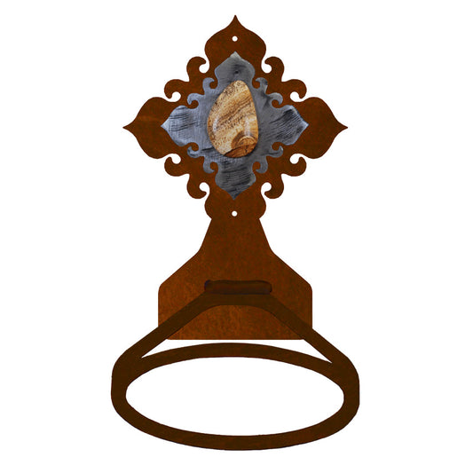 BA-7335 Picture Jasper Stone Burnished Towel Ring