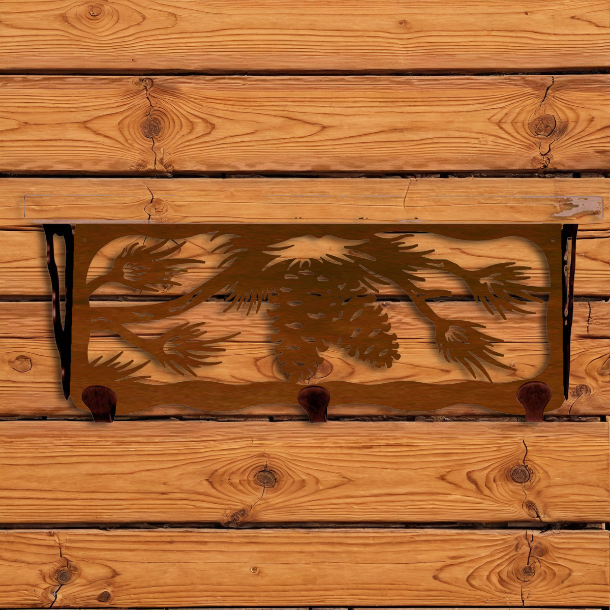 SW-3754 Pine Cone 20" Coat Hook Shelf