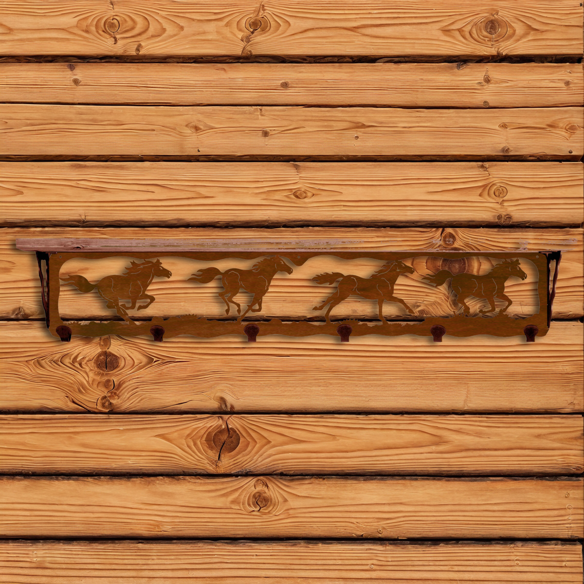 SW-5774 Horses 42" Coat Hook Shelf