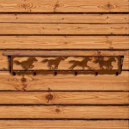 SW-5774 Horses 42" Coat Hook Shelf