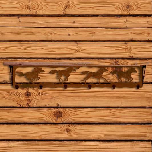 SW-5774 Horses 42" Coat Hook Shelf